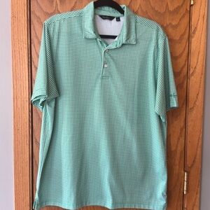 Walter Hagen Essentials Golf Polo Men’s Size Large.  Bright Green & White Check